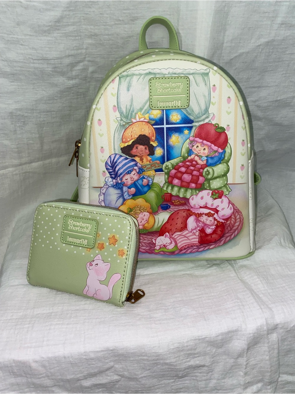 LOUNGEFLY - Strawberry Shortcake Polka Dot Mini Backpack & Wallet